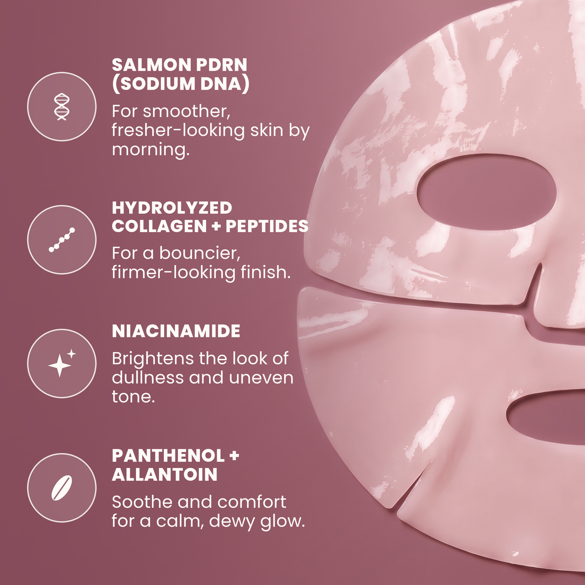 Veloura PDRN Collagen Jelly Mask — Ingredients: salmon PDRN, hydrolyzed collagen, niacinamide, panthenol