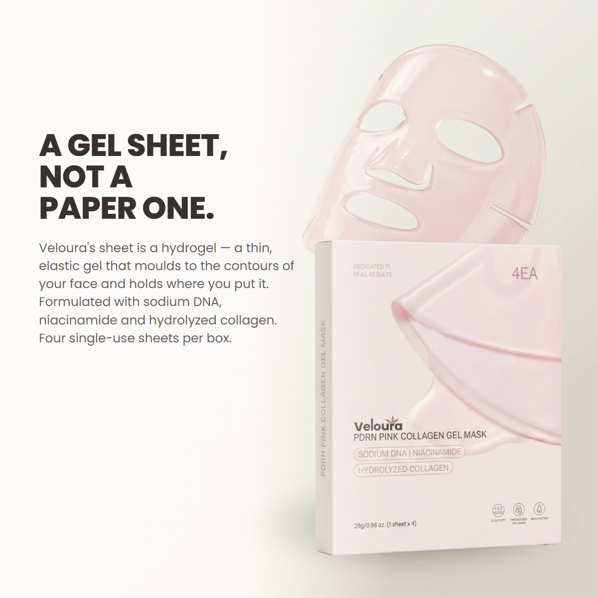 Veloura hydrogel sheet mask - a gel sheet, not a paper one